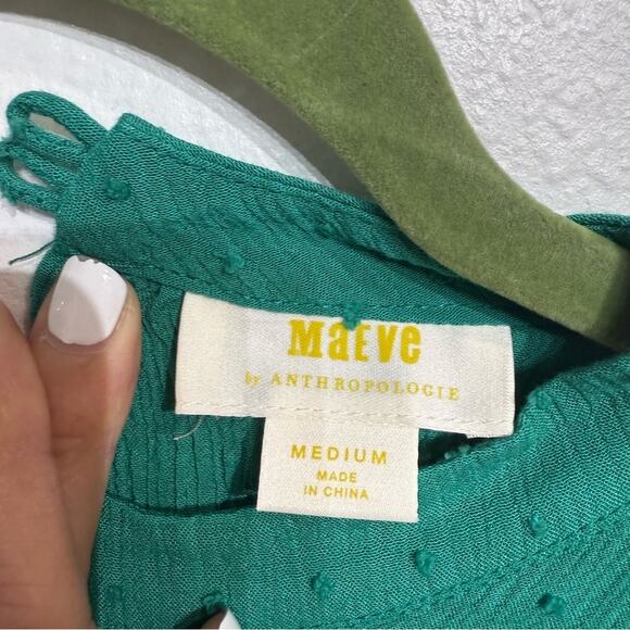 Anthropologie Maeve Green Swiss Dot Sleeveless Blouse Sz M - Picture 5 of 11